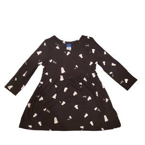 NEW Old Navy‎ Girls Dress. Halloween Ghosts. Black. Size 6-12 M. NWT